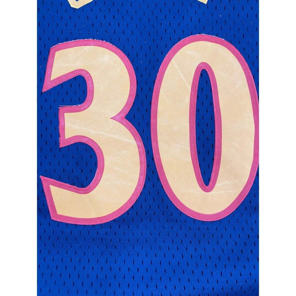 Mitchell & Ness Warriors Jersey Kids Medium 10/12 Blue Curry 30 HWC‎ NBA Road